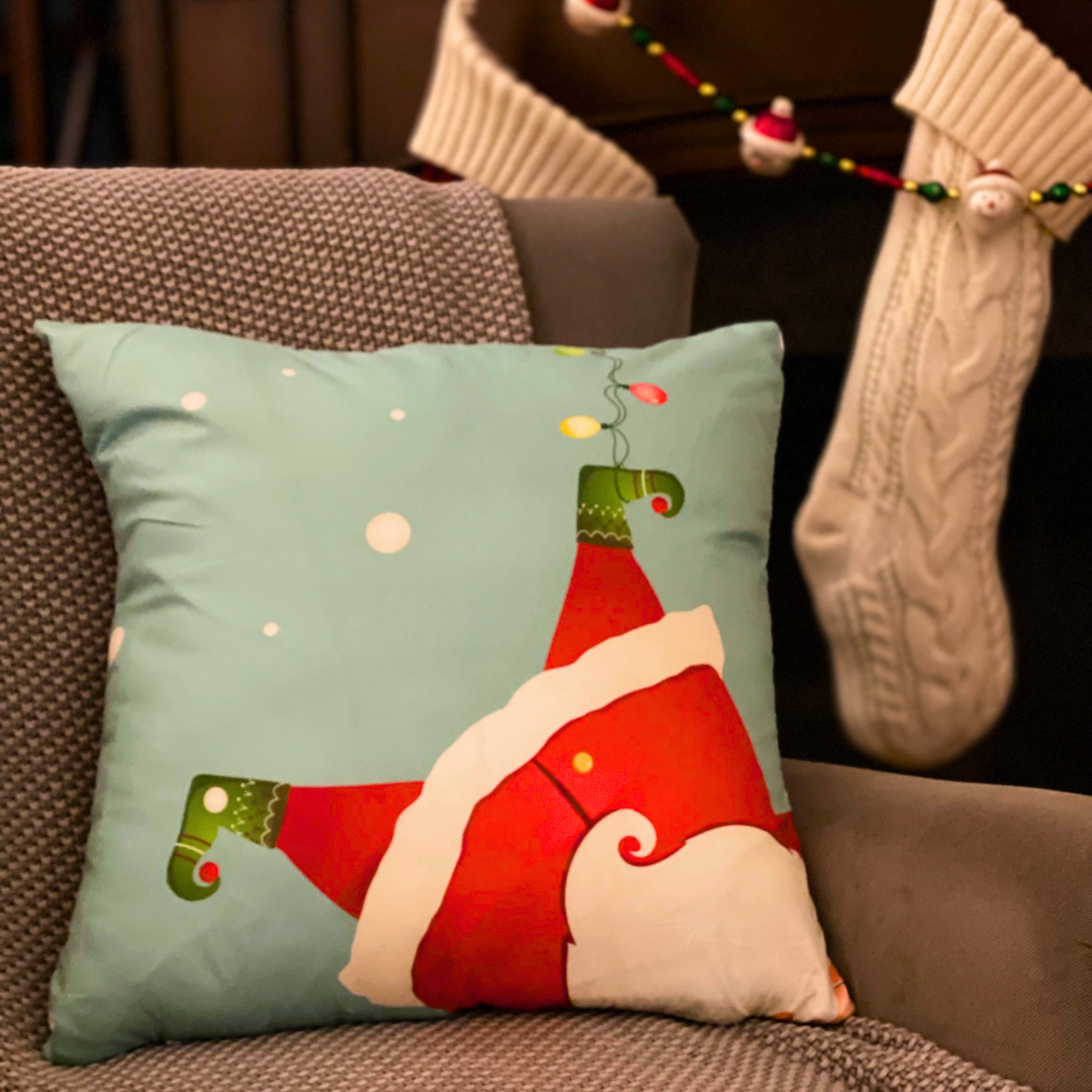 Playful Santa Christmas Pillow Cover