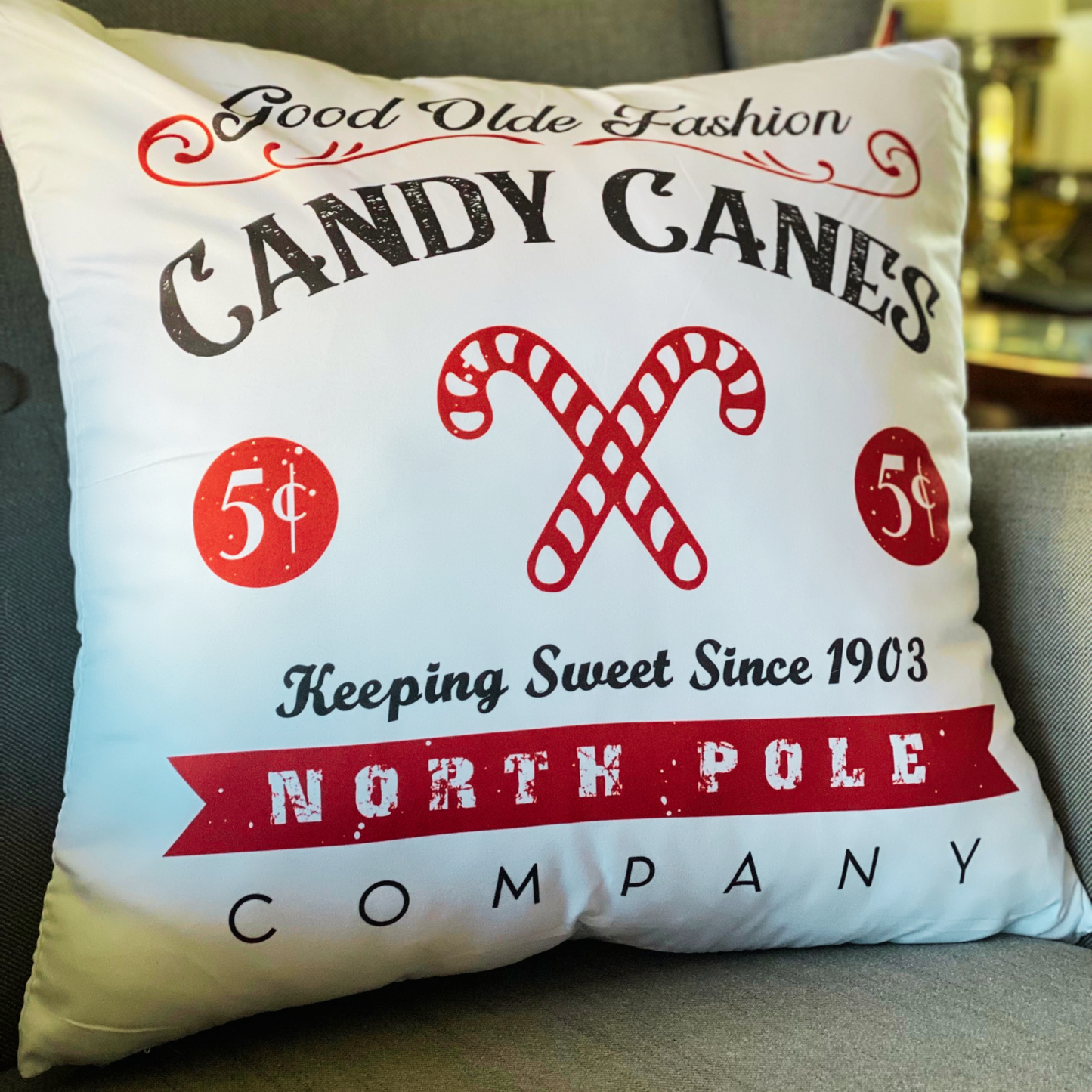 Christmas Candy Canes Pillow Cover