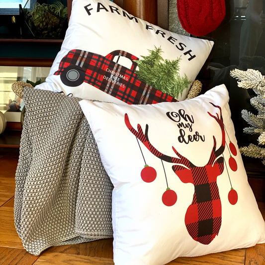 Farmhouse Chic Christmas Pillow Covers (2 Options Available)