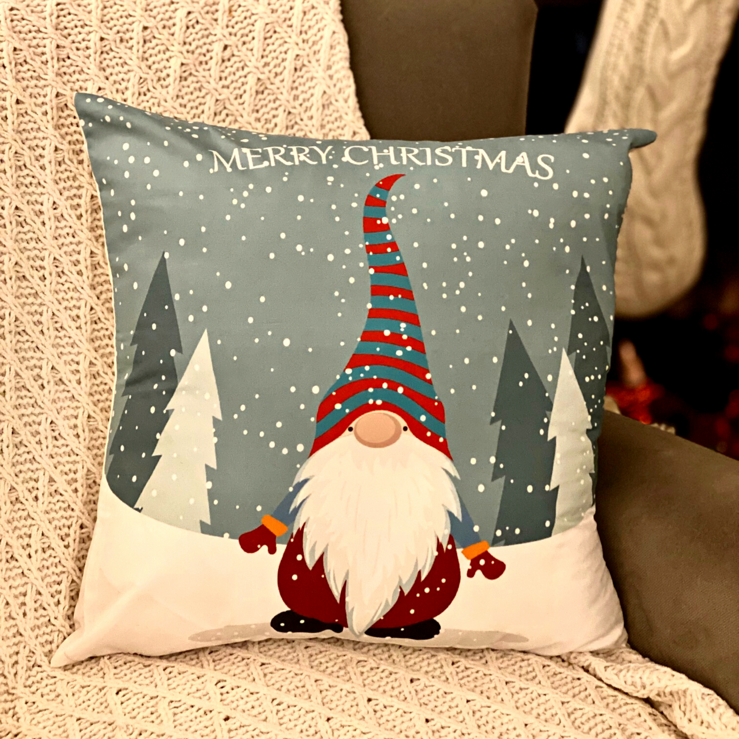 Holiday Gnome Christmas Pillow Cover