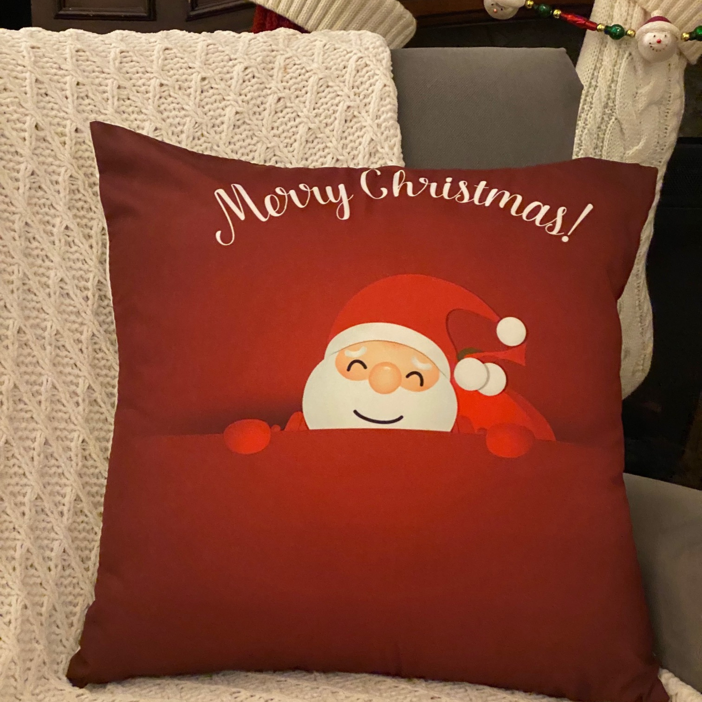 Peek-A-Boo Santa  Christmas Pillow Cover