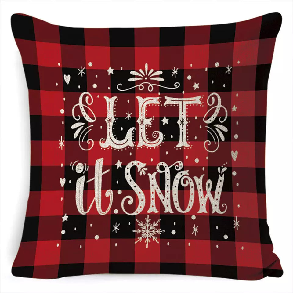 Red Checkered Christmas Pillow Cover (Set of 2)