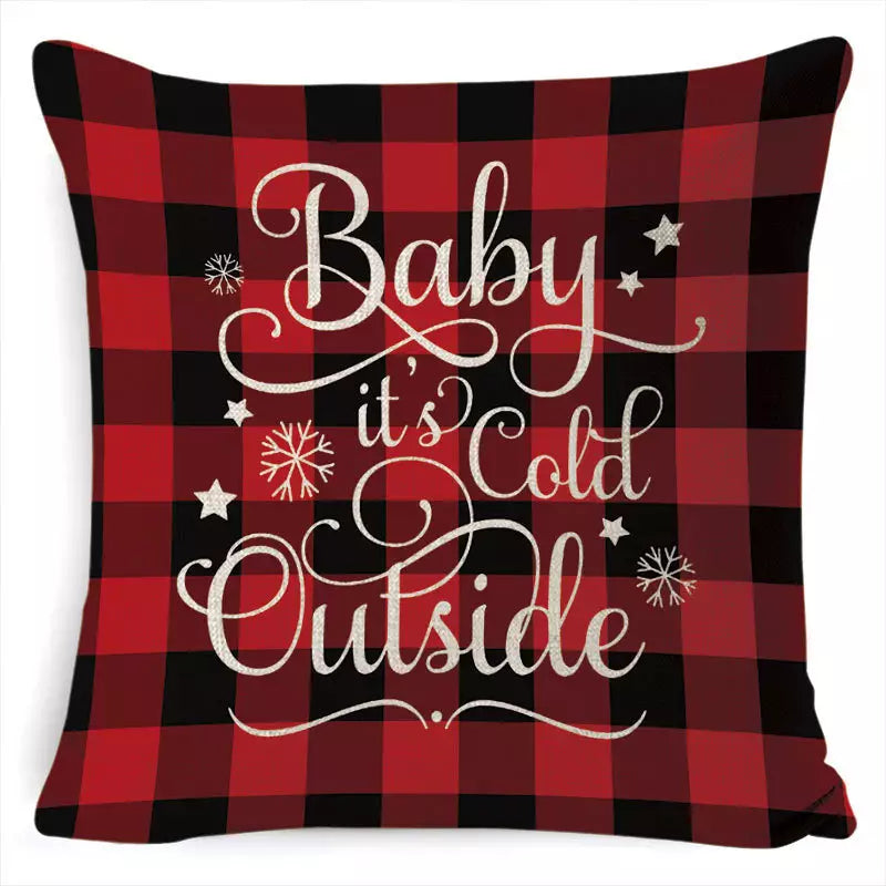 Red Checkered Christmas Pillow Cover (Set of 2)